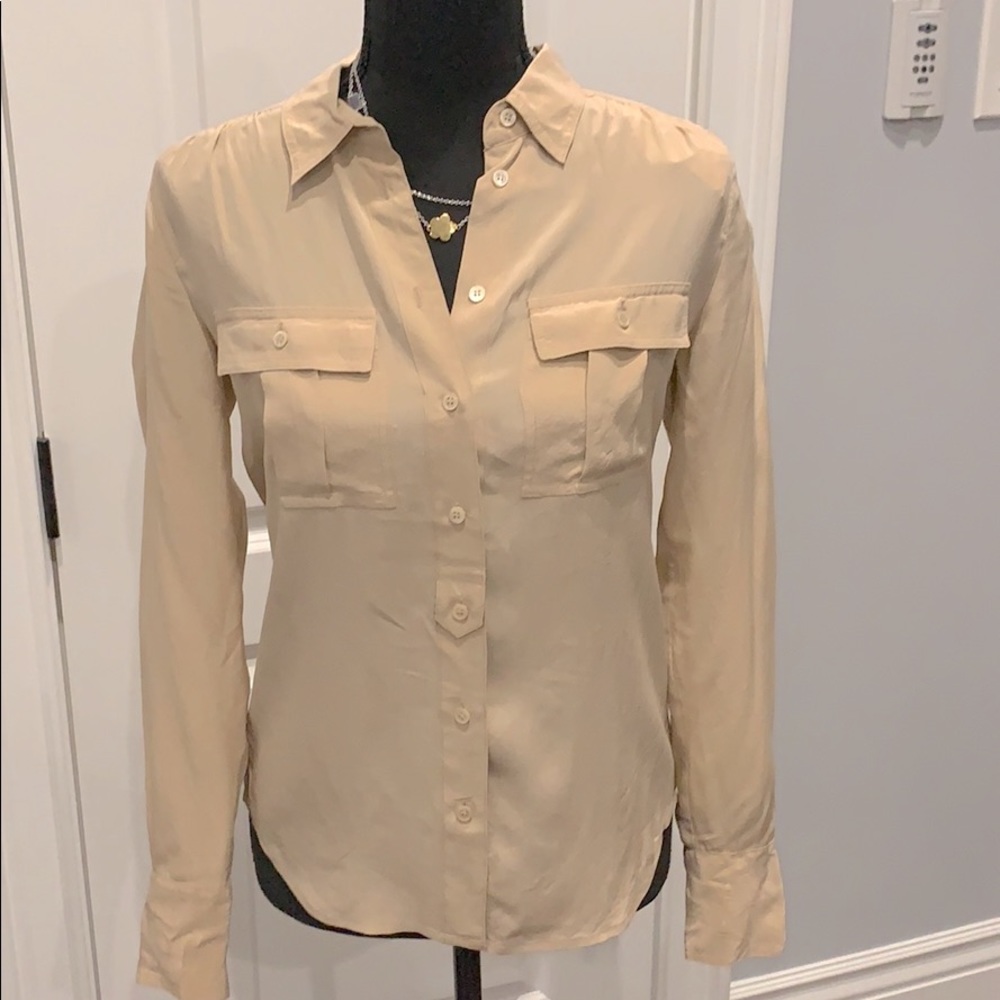 J.CREW SILK BUTTON DOWN TOP